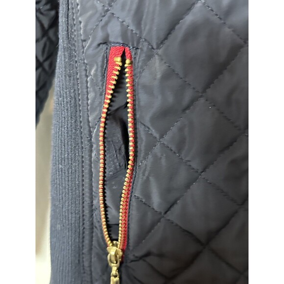 British Khaki Womens Navy Blue Barn Quilted Jacket Sz Medium - Picture 5 of 8